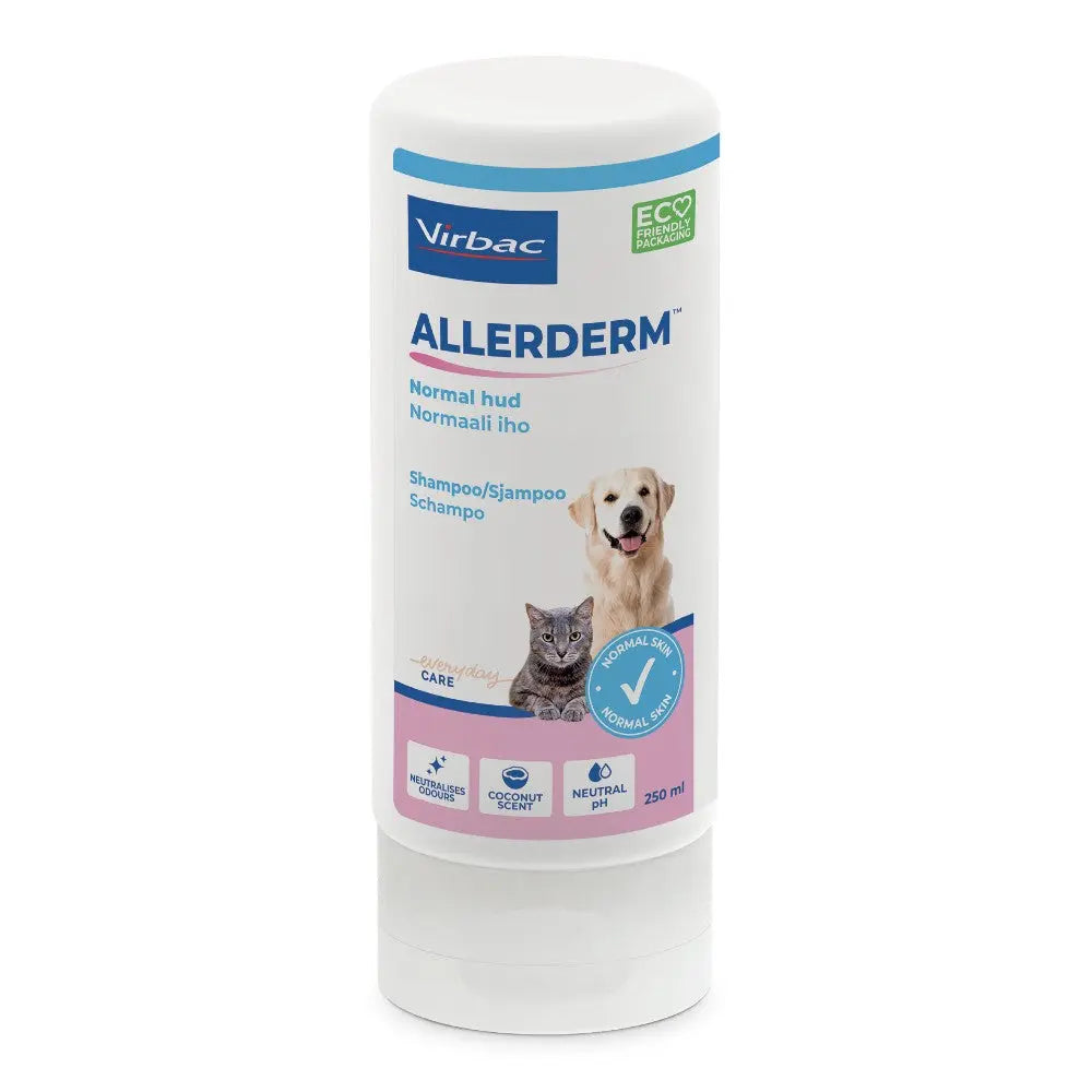 Virbac Allerderm shampoo for pets, suitable for normal skin, 250 ml bottle.