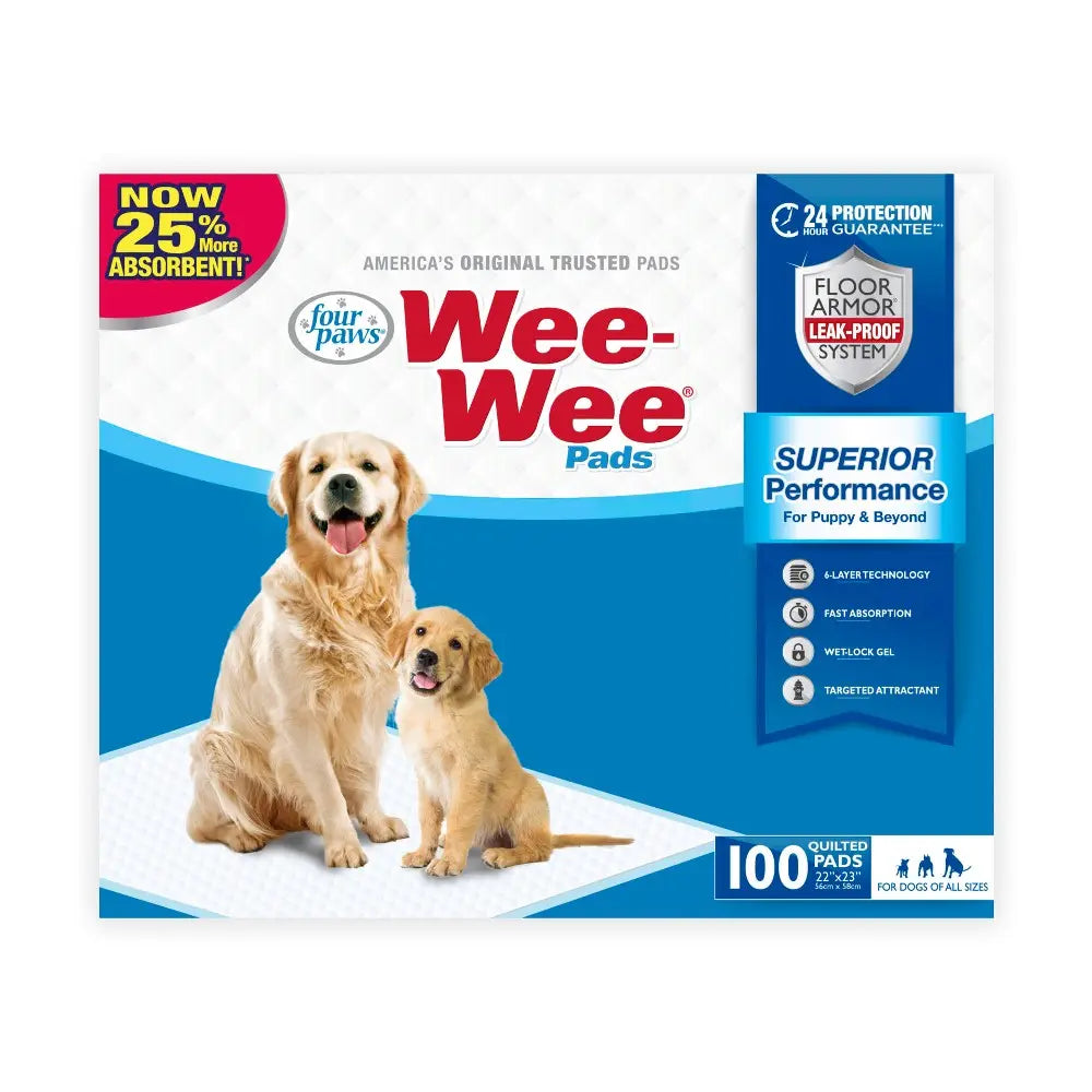 Wee-Wee Pads for dogs, featuring superior absorbency and leak-proof design for effective training.