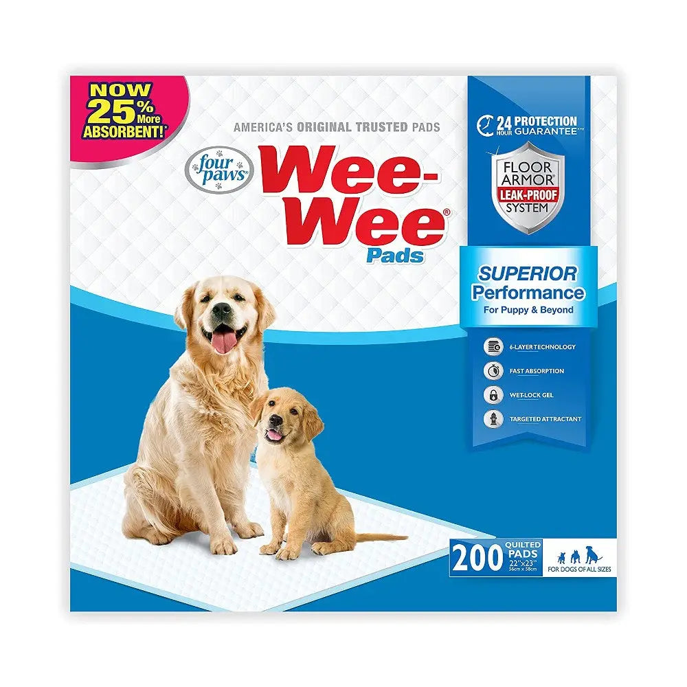 Wee-Wee Pads for dogs, featuring superior absorbency and leak-proof technology for effective training.