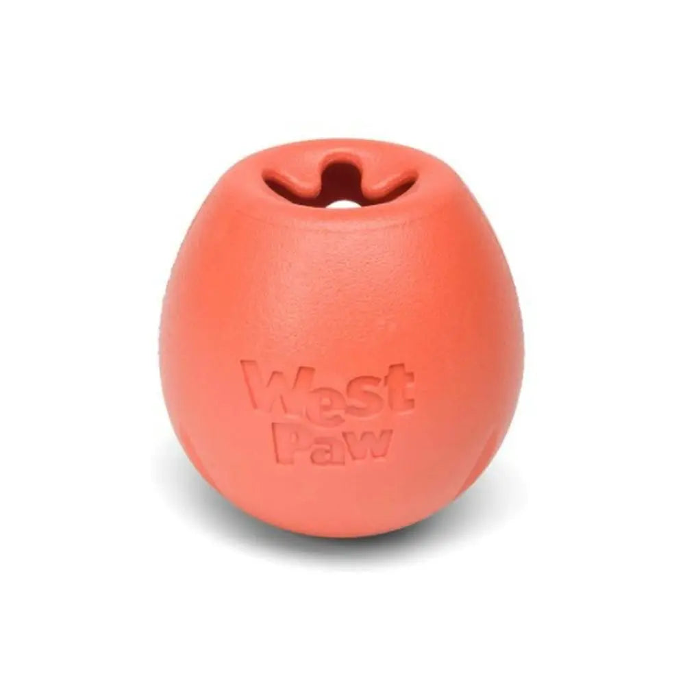 Durable West Paw dog toy in vibrant orange, perfect for interactive play and fetching.