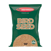 Premium bird seed mix in a green bag, ideal for attracting various bird species.