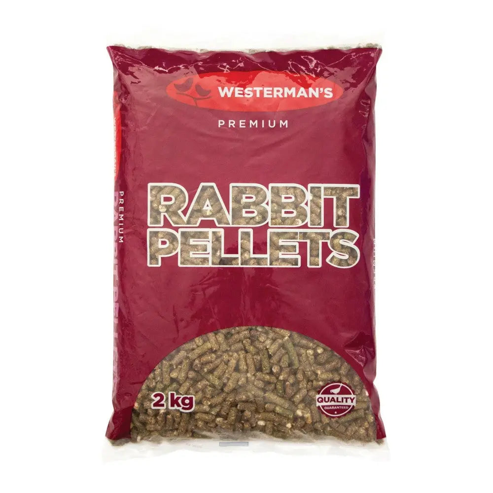Premium rabbit pellets in a 2 kg bag, ideal for nutritious rabbit feeding.