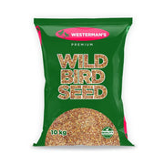 Premium wild bird seed bag, 10 kg, featuring quality ingredients for attracting various bird species.