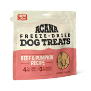 Acana Beef & Pumpkin Freeze-Dried Dog Treats – front of bag packaging (South Africa)