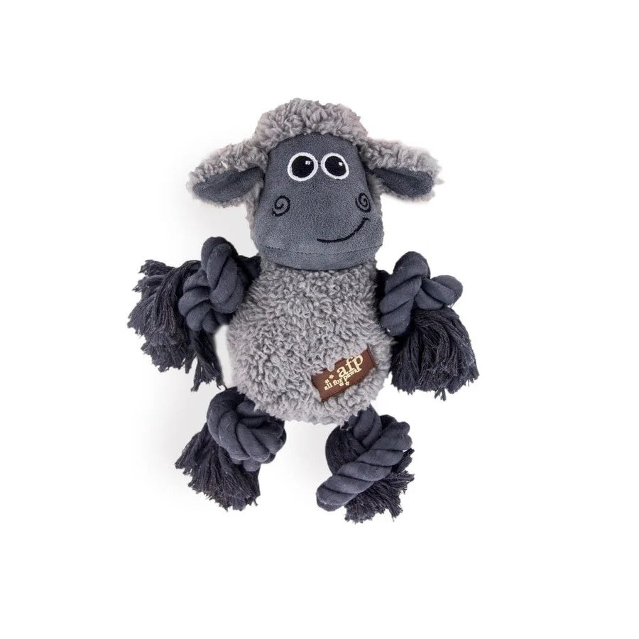 All For Paws Dog Toy Lambswool Cuddle Body Rope Dog Toy Grey