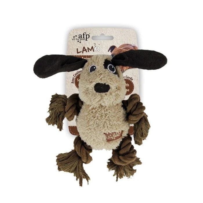 All For Paws Dog Toy Lambswool Cuddle Body Rope Dog Toy Brown