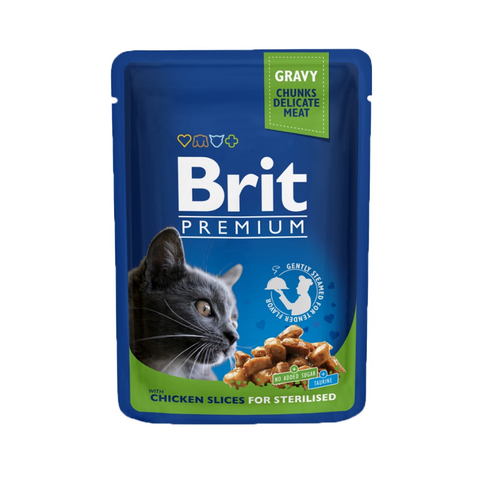 Brit Premium Chicken Slices Sterilised Cat Food Pouch