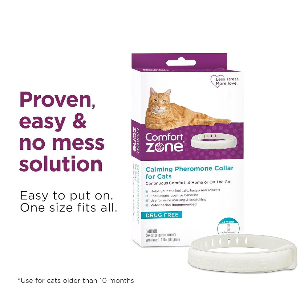 Comfort Zone Cat Calming Pheromone Collar - Proven Easy & No Mess Solution