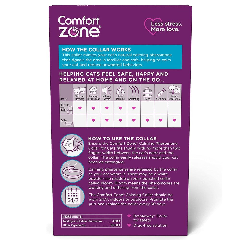 Comfort Zone Cat Calming Pheromone Collar - Back
