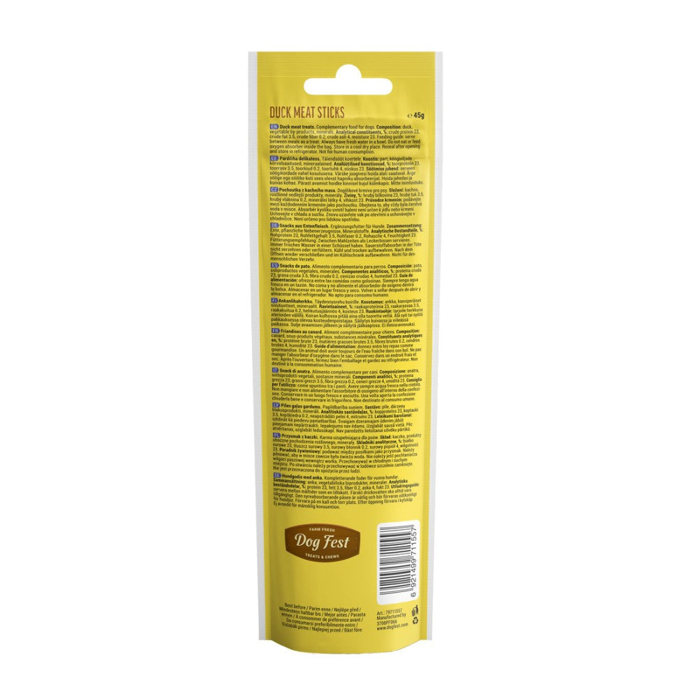 Dog Fest Duck Meat Sticks Packaging Back