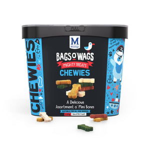 Montego Bags O' Wags Chewies - Mini Bones 1.5kg Tub Front View