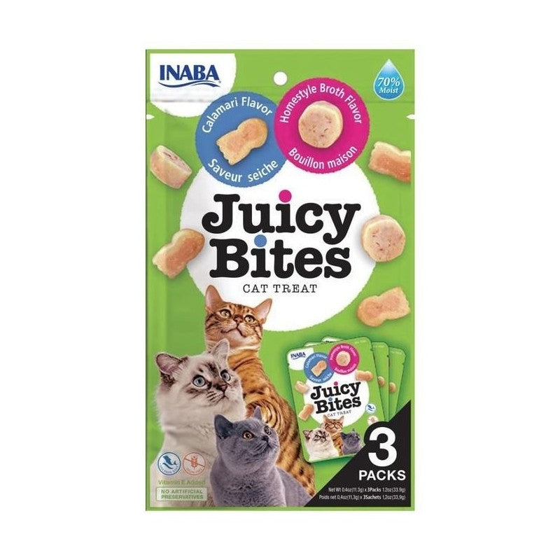 Juicy Bites Cat Treats Broth & Calamari Packaging Front