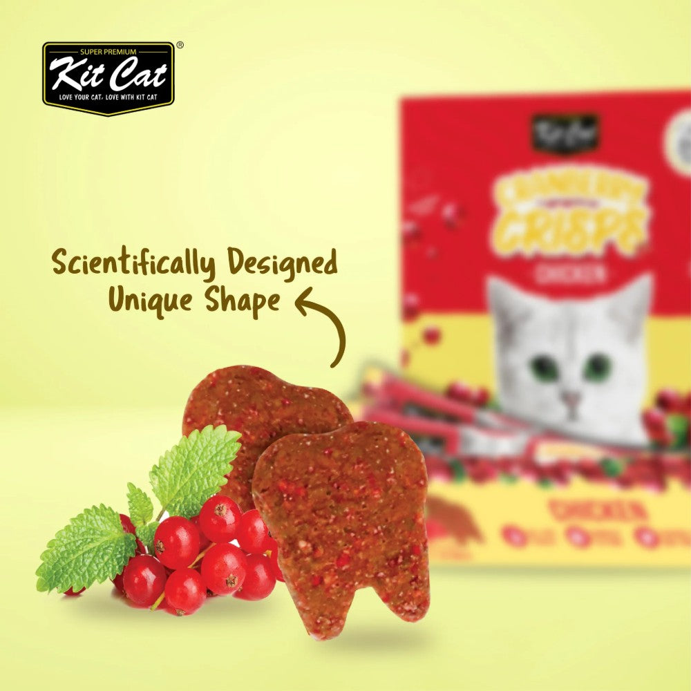 Kit Cat Cranberry Crisps - Chicken 60g Bag Cat Treats - Shape of Treats