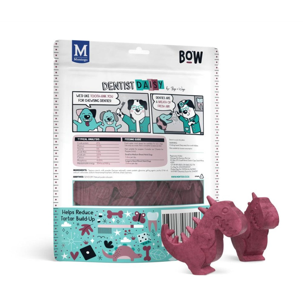 Montego Bags O' Wags Denties - Medium Roarsome Dinos Packaging Back with Treats