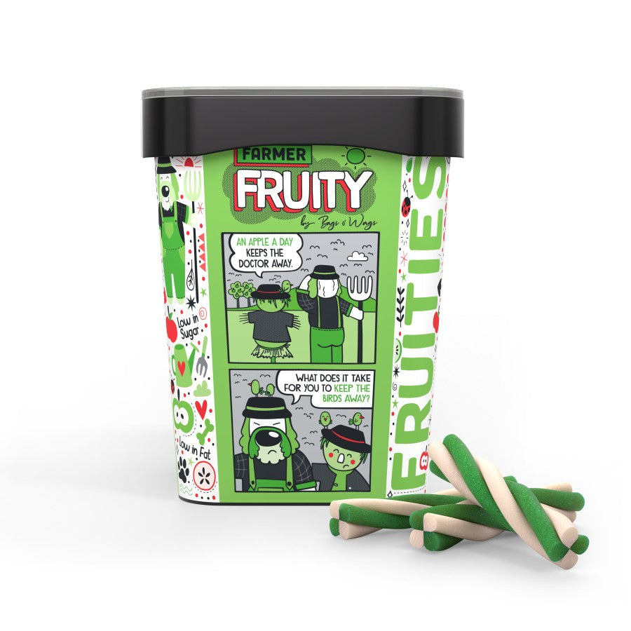 Montego Bags O' Wags Fruities - Apple & Yoghurt Packaging Side with Treats