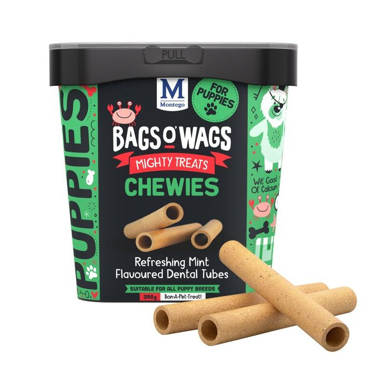 Montego Bags O' Wags Puppy Chewies - Dental Tubes 350g Tub