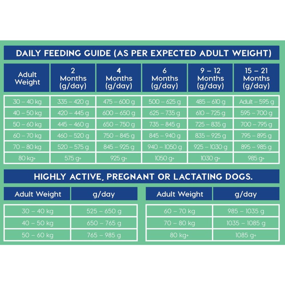 Large breed puppy feeding chart best sale