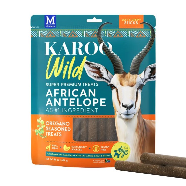 Montego Karoo Wild Oregano Dog Treats Sticks Packaging Front