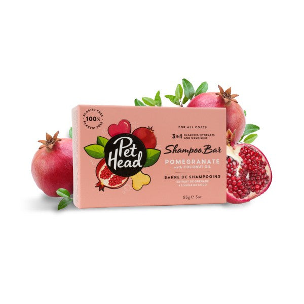 Pet Head Pomegranate Shampoo Bar Packaging with Pomegranates