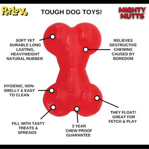 PetLove Mighty Mutts Rubber Bone Features and Benefits