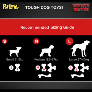 PetLove Mighty Mutts Rubber Bone Size Guide