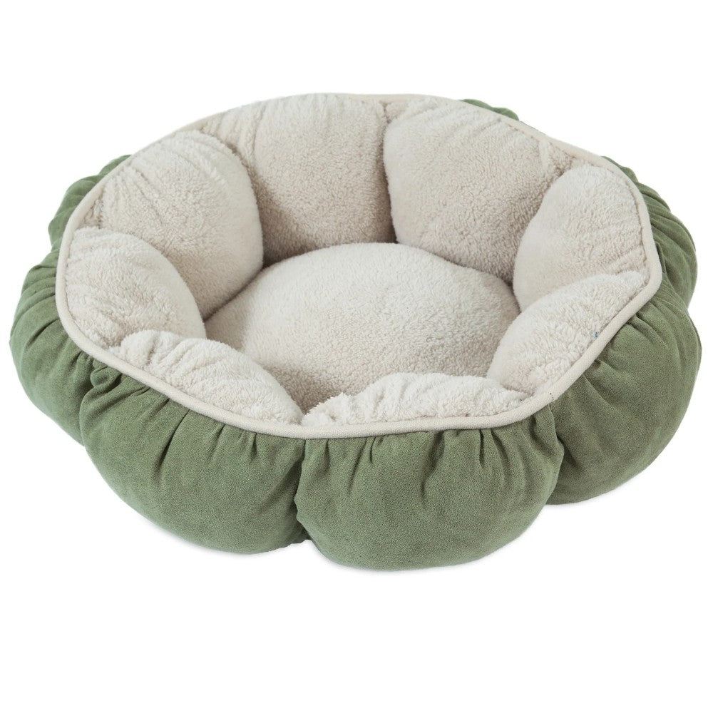 Petmate Aspen Pet Puffy Round Cat Bed Gunmetal Green