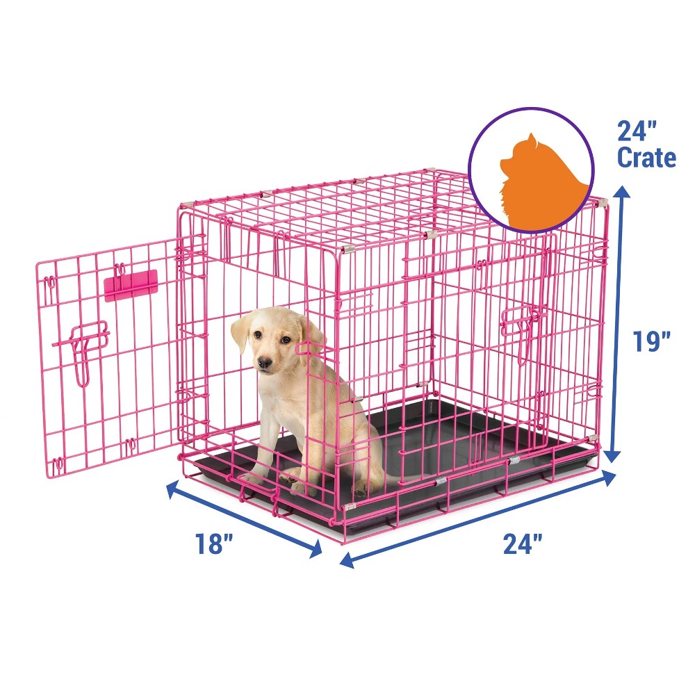 Petmate Puppy Training Retreat 2-Door Wire Crate Pink