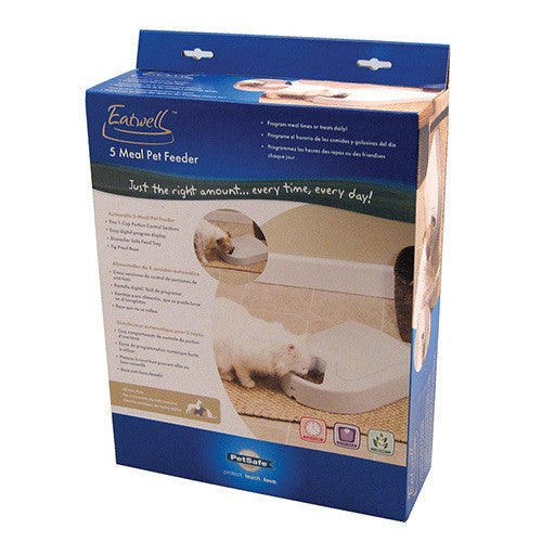 PetSafe 5 Meal Pet Feeder - lifestyle image with pet South Africa store