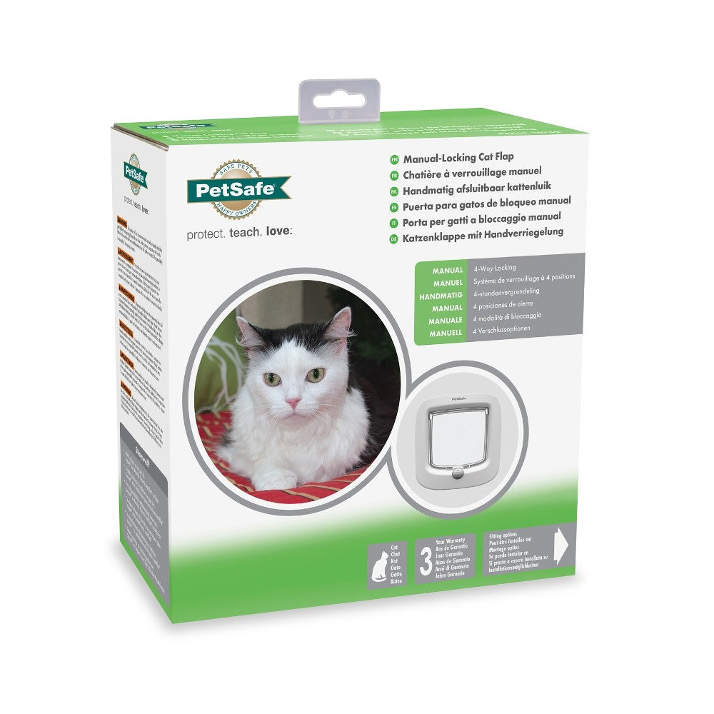 PetSafe Staywell Manual 4 Way Locking Cat Flap - lifestyle image with pet SA