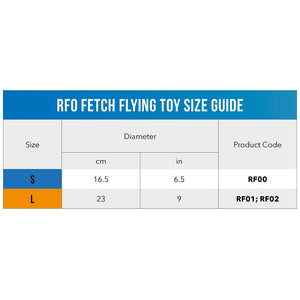 Rogz Dog Flyer RFO Size Guide