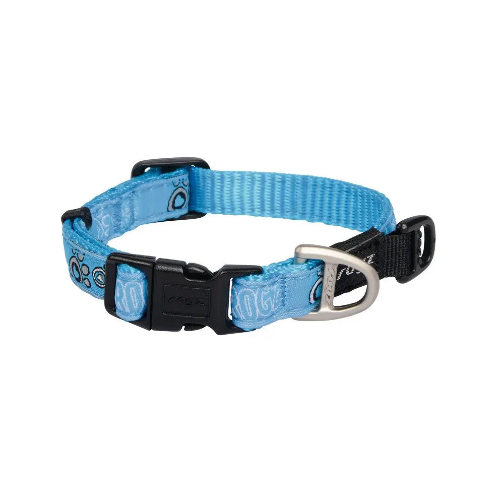 Rogz Fancy Dress Dog Collars Turquoise Paw