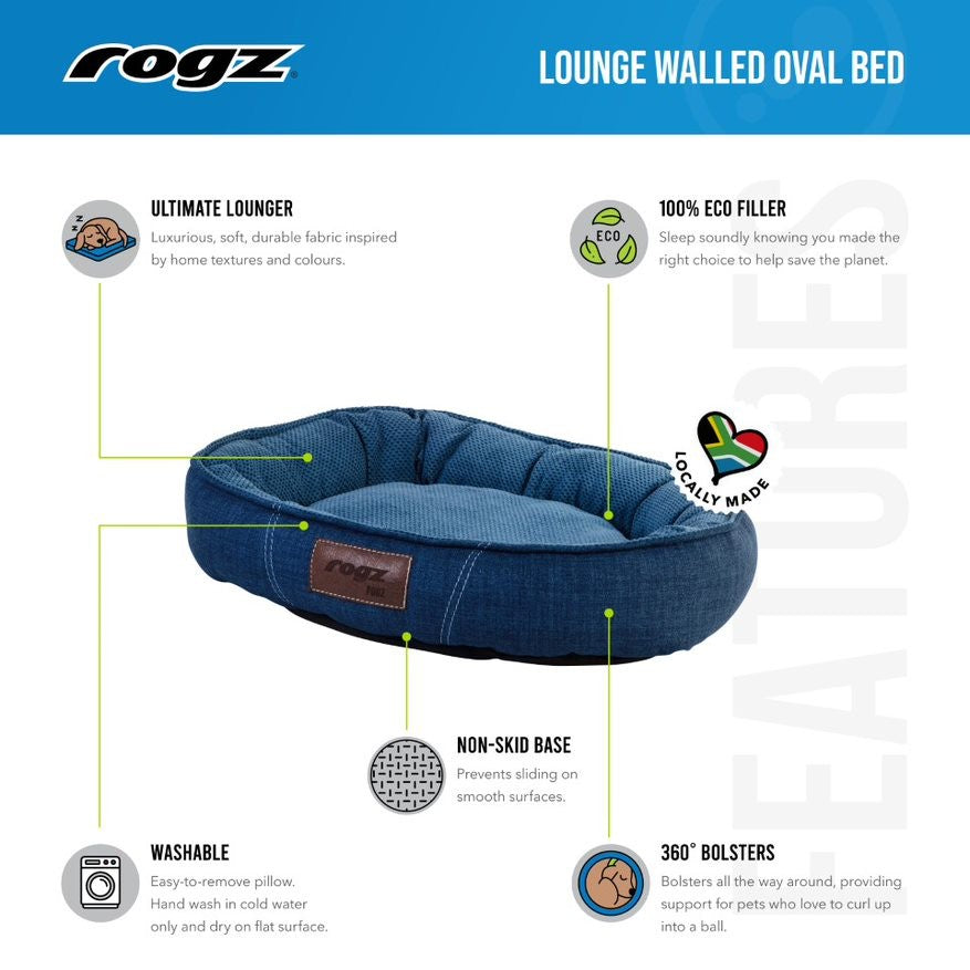 Rogz Lounge Oval Walled Bed - Features and Benefits