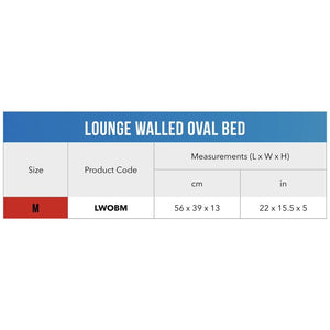 Rogz Lounge Oval Walled Bed - Sizes