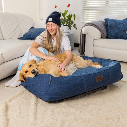 Rogz Lounge Walled Rectangular Bed - Navy