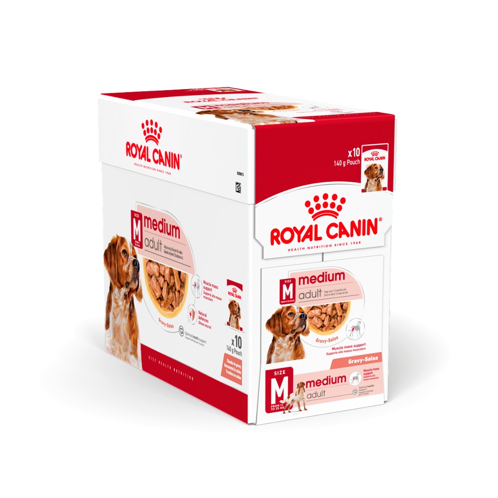 Royal Canin Medium Adult Wet Food Pouch Box Packaging