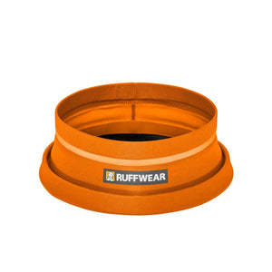 Ruffwear Bivy Collapsible Travel Dog Bowl - Orange salamander Partially Collapsed
