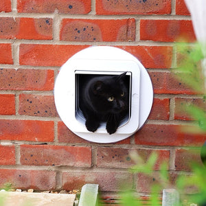 Sureflap Microchip Cat Flap White Lifestyle Image With Cat
