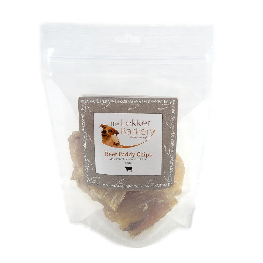 The Lekker Barkery Beef Paddy Chips Dog Treats