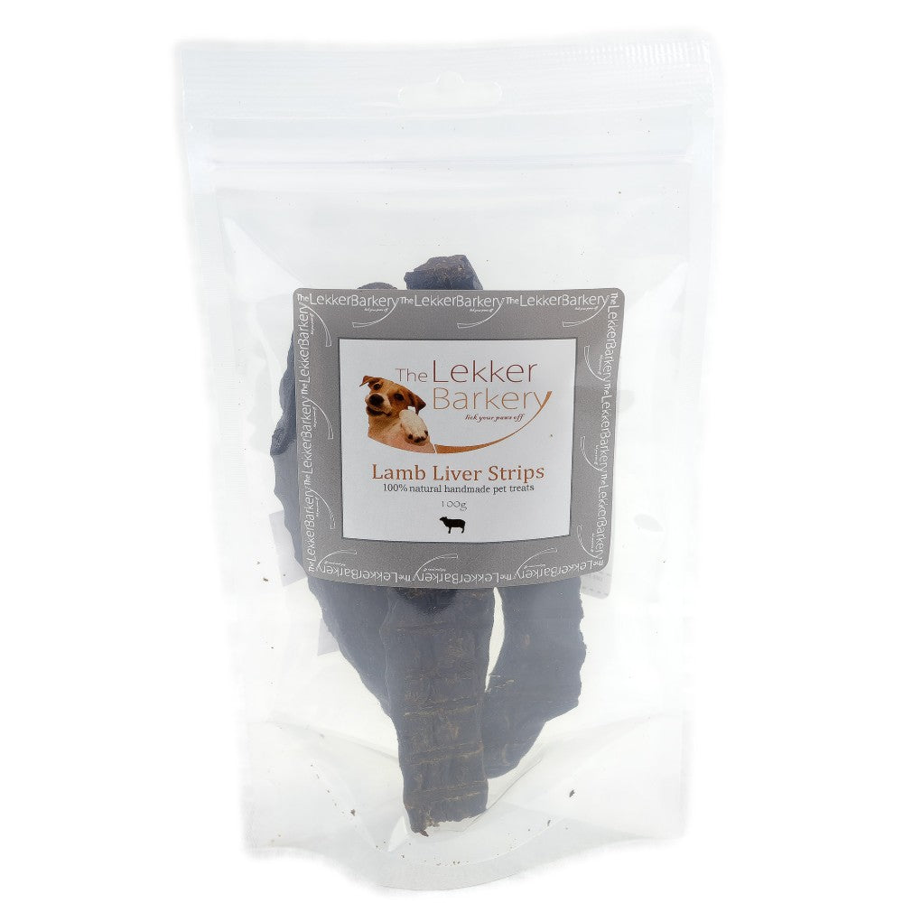 The Lekker Barkery Lamb Liver Strips Dog Treats