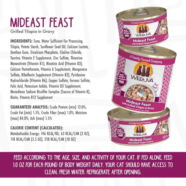 Weruva Canned Cat Food - Mideast Feast - lifestyle image with pet order online South Africa