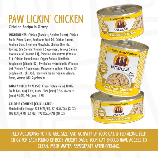 Weruva Canned Cat Food - Paw Lickin' Chicken - lifestyle image with pet South Africa buy now