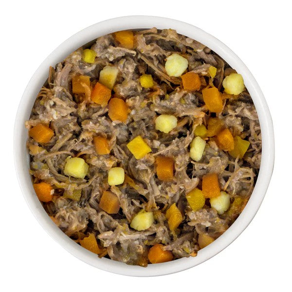 Weruva Canned Dog Food - Steak Frites - lifestyle image with pet South Africa buy now