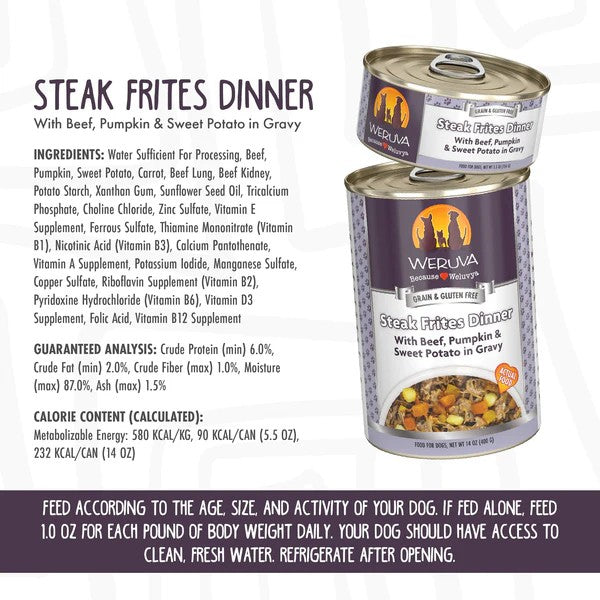 Weruva Canned Dog Food - Steak Frites - lifestyle image with pet South African pet owners