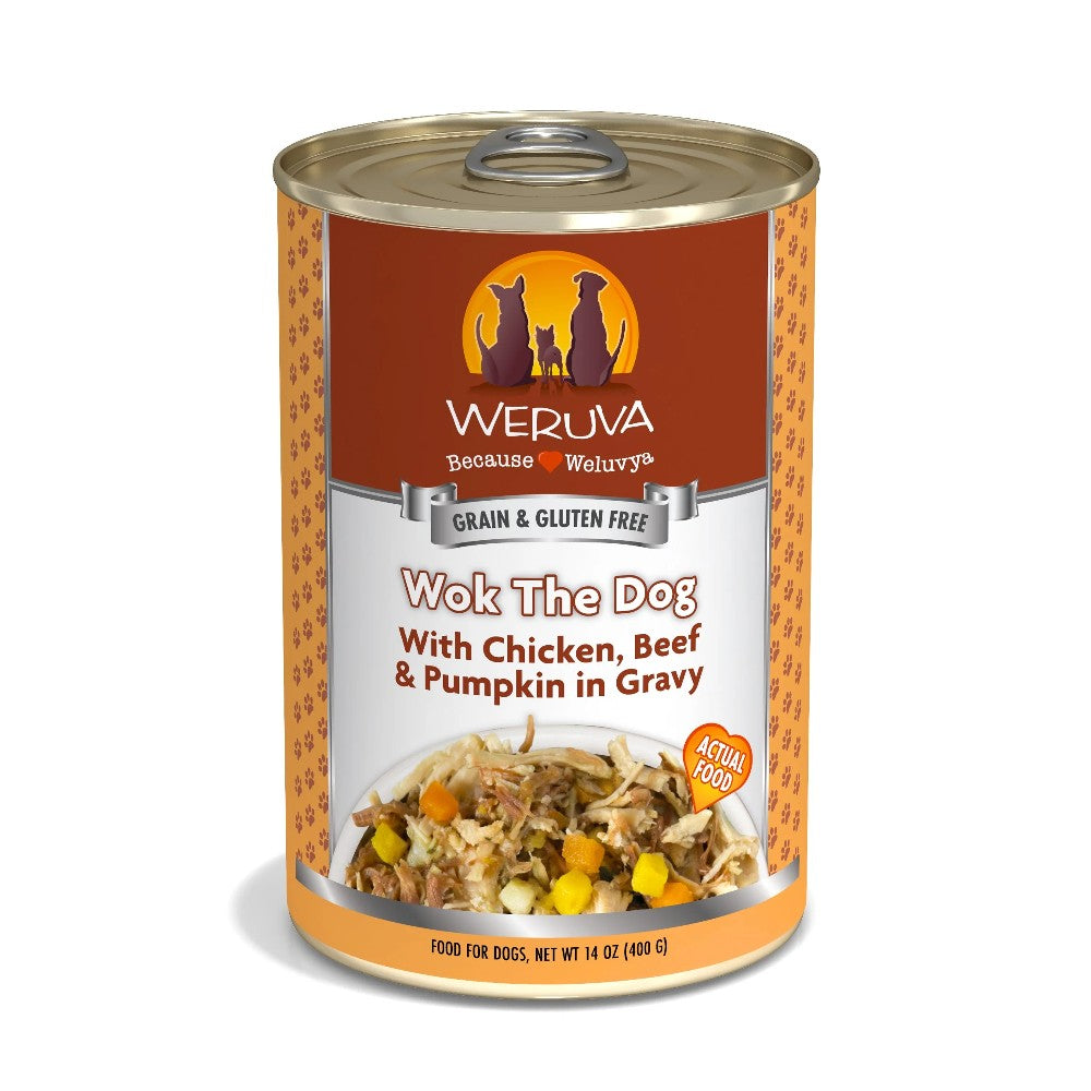 Weruva Canned Dog Food - Wok the Dog - lifestyle image with pet South Africa store