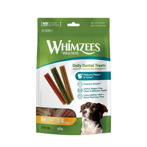 Whimzees Stix 14 Treats Medium Packaging Front