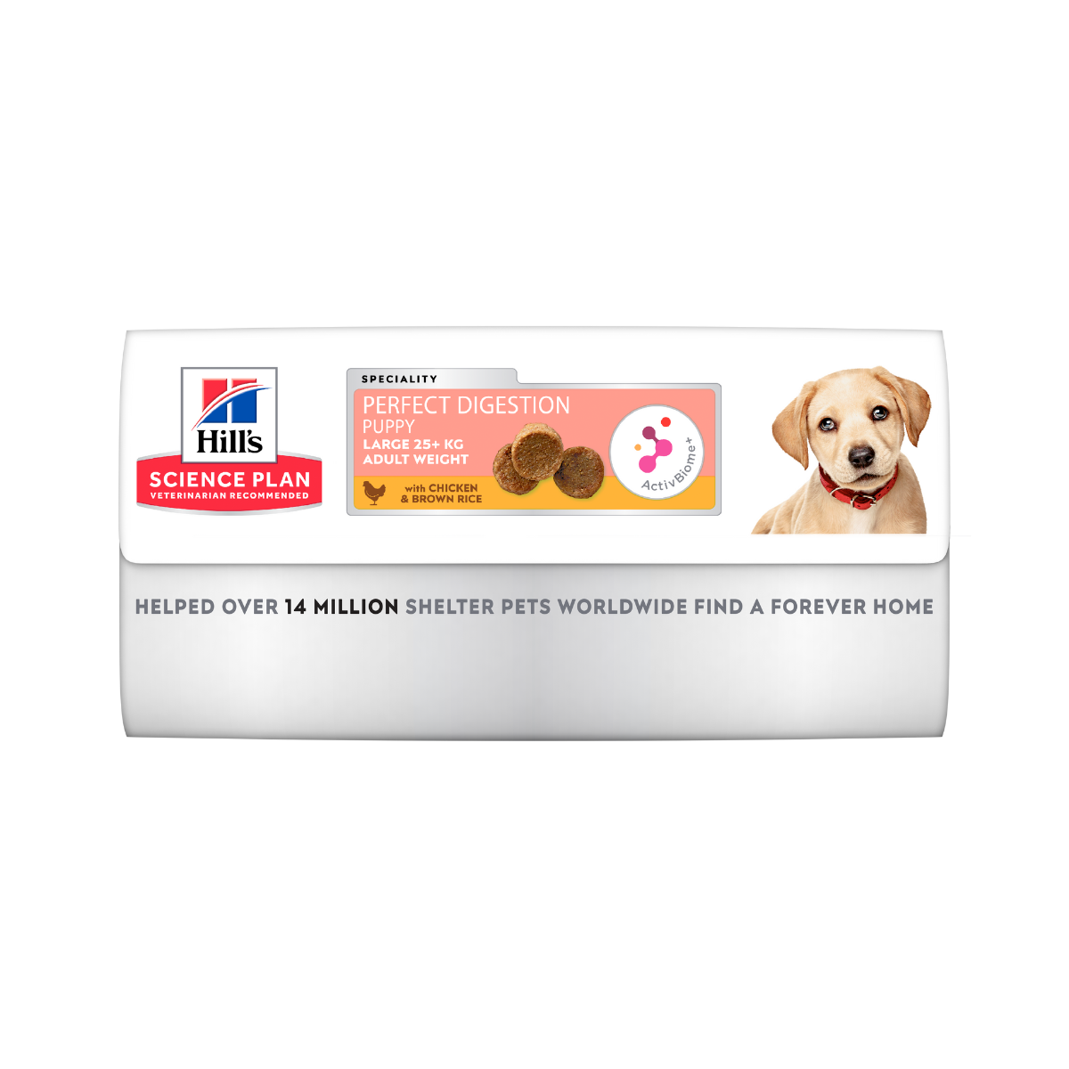 Hill's Science Plan puppy food bag for perfect digestion with chicken and brown rice ingredients.