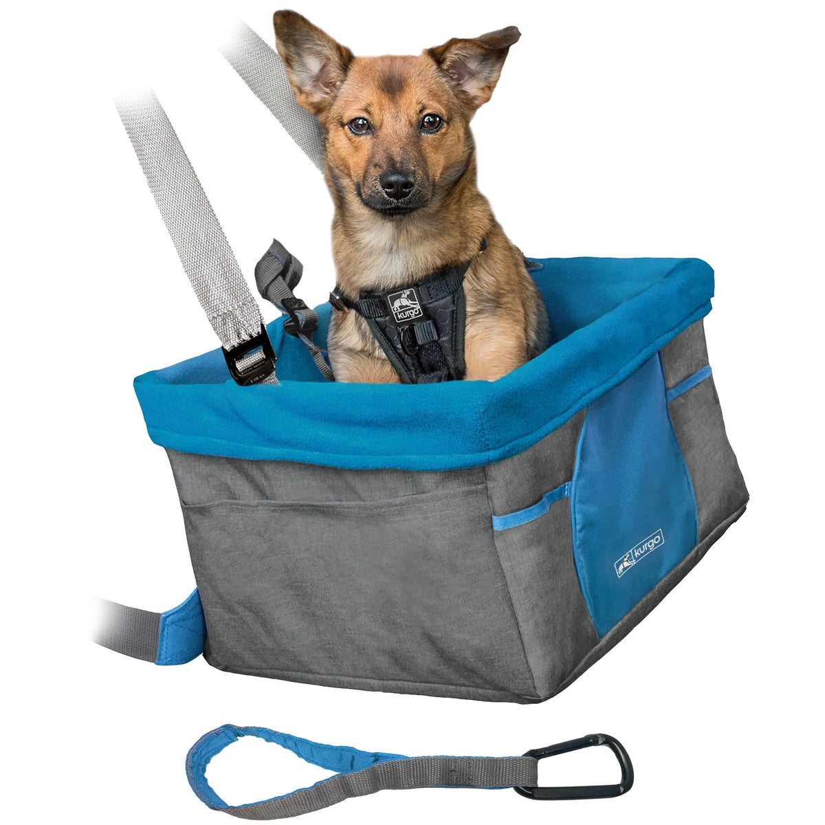 Kurgo Heather Booster Seat – Charcoal/Blue