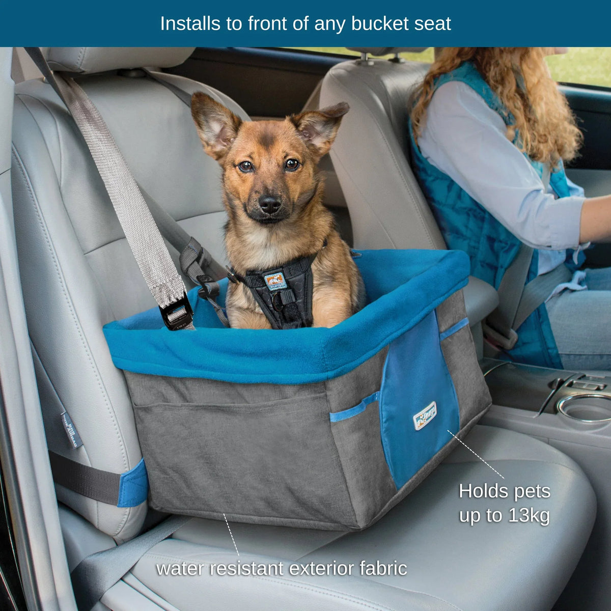 Kurgo Heather Booster Seat – Charcoal/Blue – view 4