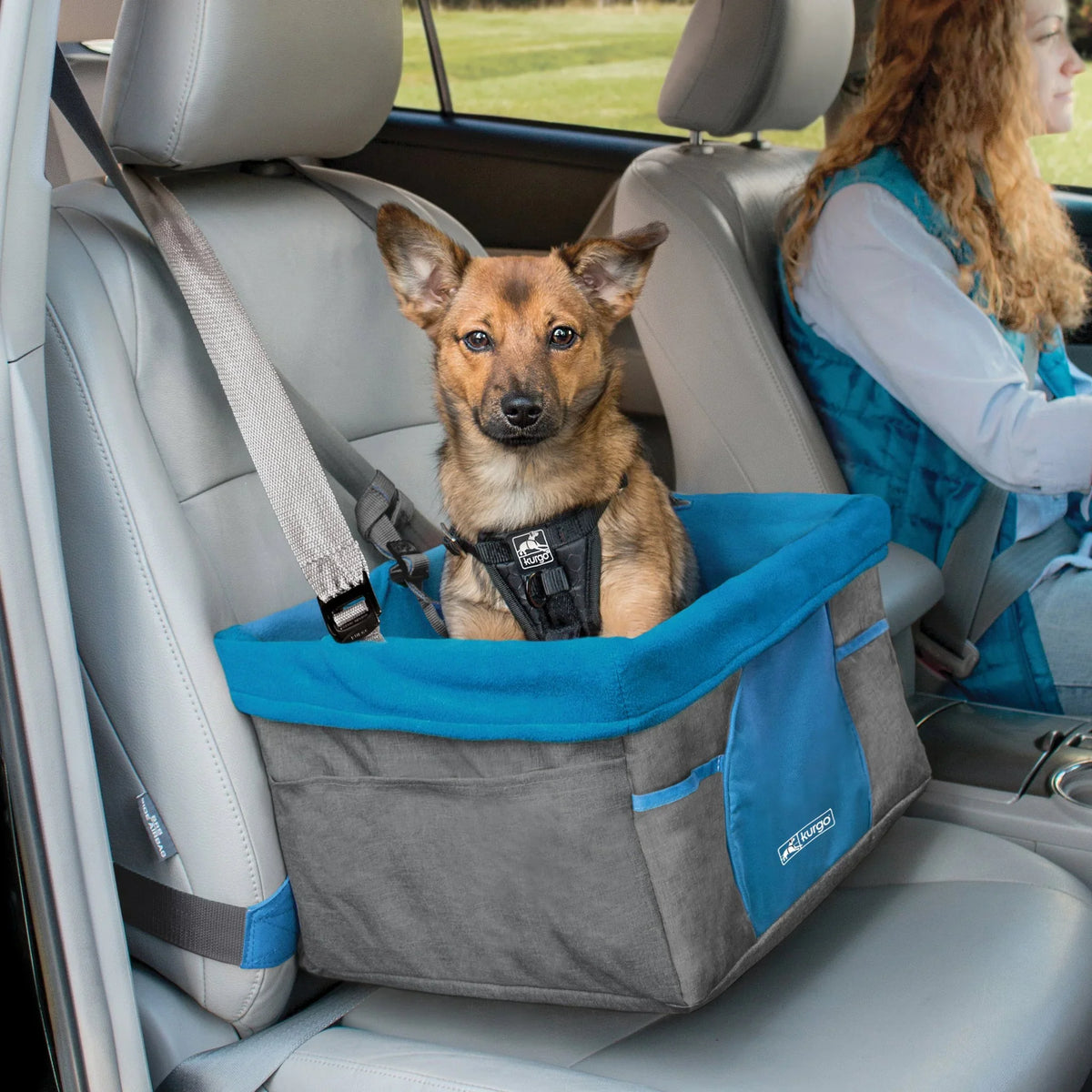 Kurgo Heather Booster Seat – Charcoal/Blue – view 5