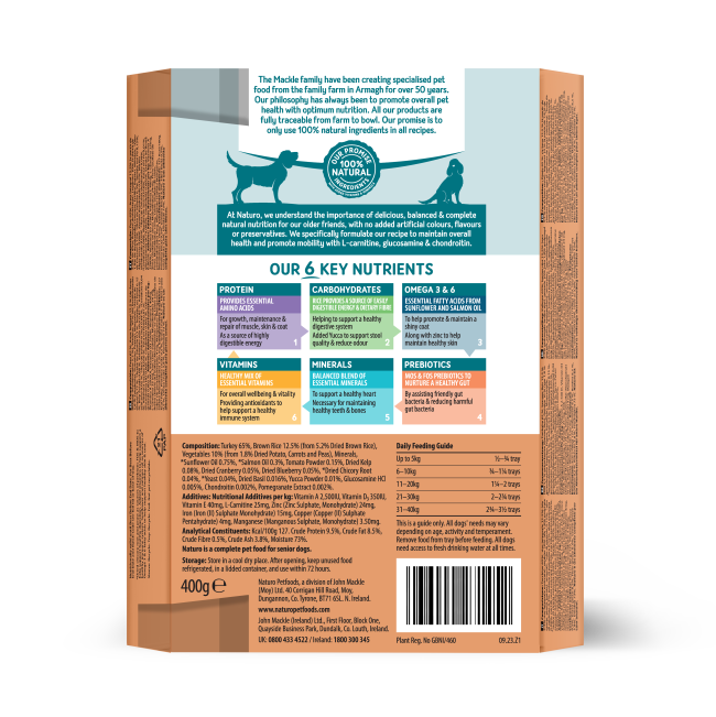 Naturo Turkey with Rice and Vegetables Senior Wet Dog Food   | Canine & Co